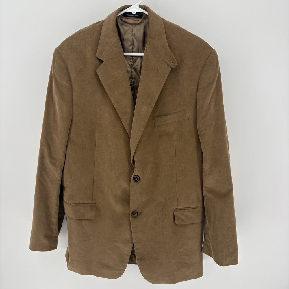 Ralph Lauren Mens 44L Tan Corduroy Blazer Sport Coat 100% Cotton